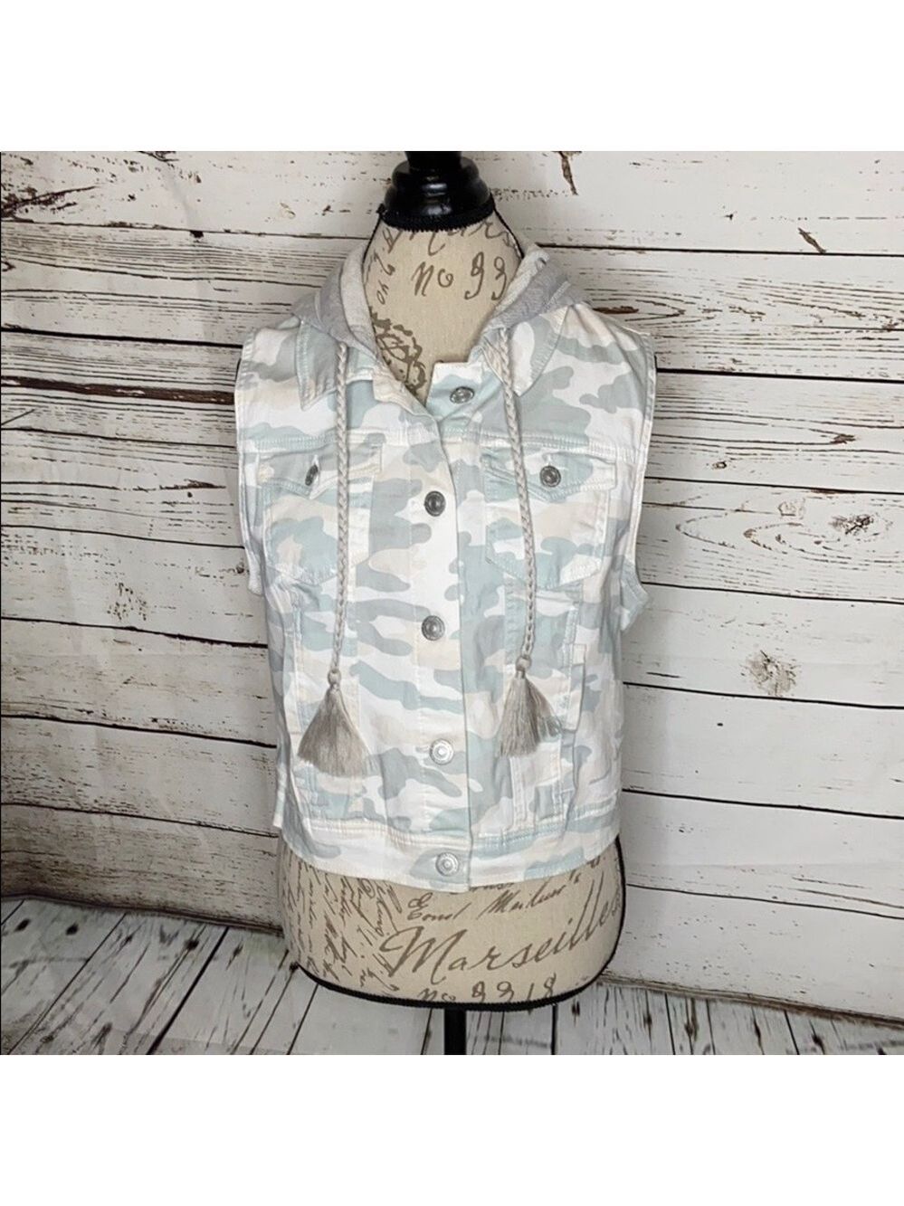 Wallflower Authentic Denim Light Camo Hooded Vest